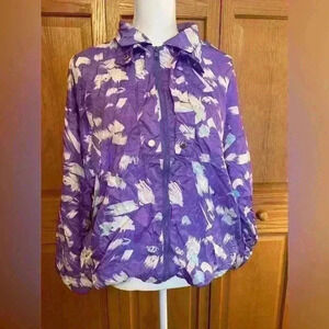 Vintage PB Collection Purple Abstract Lined Zip Up Windbreaker Jacket Size Large